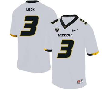 Missouri Tigers 3 Drew Lock White Nike College Football Jersey