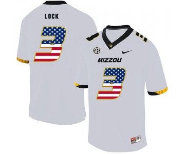 Missouri Tigers 3 Drew Lock White USA Flag Nike College Football Jersey