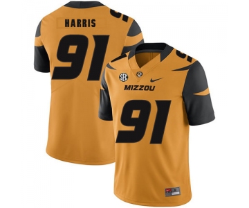 Missouri Tigers 91 Charles Harris Gold Nike College Football Jersey