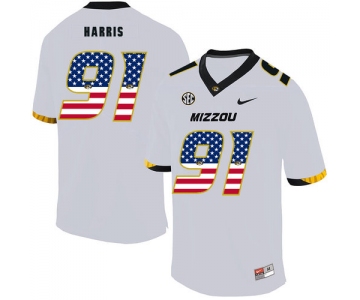 Missouri Tigers 91 Charles Harris White USA Flag Nike College Football Jersey