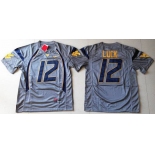 Men's West Virginia Mountaineers #12 Oliver Luck Gray NCAA Football Nike Jersey