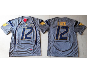Men's West Virginia Mountaineers #12 Oliver Luck Gray NCAA Football Nike Jersey