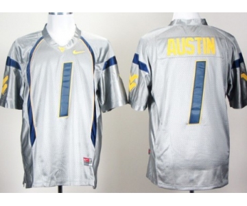 West Virginia Mountaineers #1 Tavon Austin Gray Jersey