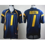 West Virginia Mountaineers #1 Tavon Austin Navy Blue Jersey