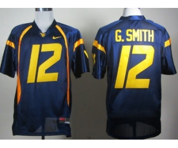 West Virginia Mountaineers #12 Geno Smith Navy Blue Jersey
