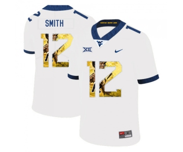 West Virginia Mountaineers 12 Geno Smith White Fashion College Football Jersey