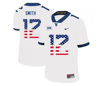 West Virginia Mountaineers 12 Geno Smith White USA Flag College Football Jersey