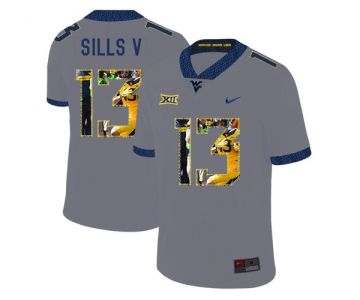 West Virginia Mountaineers 13 David Sills V Gray Fashion College Football Jersey