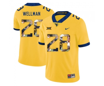 West Virginia Mountaineers 28 Elijah Wellman Yellow Fashion College Football Jersey