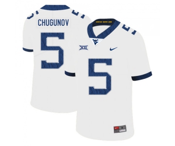 West Virginia Mountaineers 5 Chris Chugunov White College Football Jersey