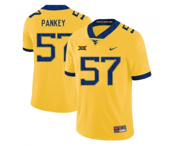 West Virginia Mountaineers 57 Adam Pankey Yellow College Football Jersey