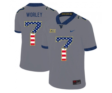 West Virginia Mountaineers 7 Daryl Worley Gray USA Flag College Football Jersey