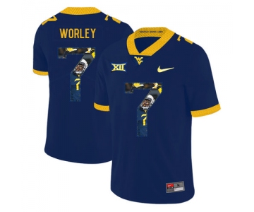 West Virginia Mountaineers 7 Daryl Worley Navy Fashion College Football Jersey