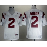 USC Trojans #2 Robert Woods White Pac-12 Patch Jersey