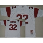 USC Trojans #32 O.J Simpson White Throwback Jersey