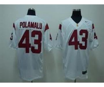 USC Trojans #43 Polamalu White Jersey