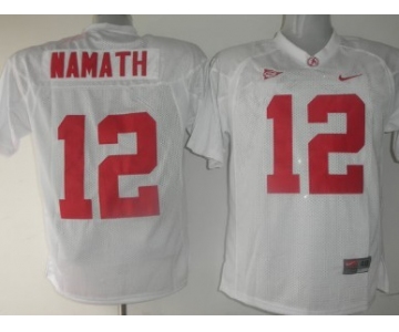 Alabama Crimson Tide #12 Namath White Jersey