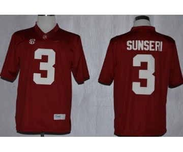 Alabama Crimson Tide #3 Vinnie Sunseri 2014 Red Jersey