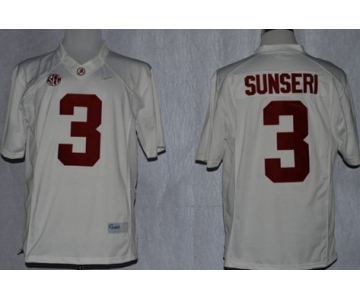Alabama Crimson Tide #3 Vinnie Sunseri 2014 White Jersey