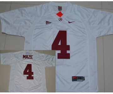 Alabama Crimson Tide #4 Marquis Maze White Jersey