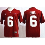 Alabama Crimson Tide #6 Blake Sims 2015 Playoff Rose Bowl Special Event Diamond Quest Red Jersey