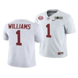 Men's Alabama Crimson Tide #1 Jameson Williams 2022 Patch White College Football Stitched Jersey