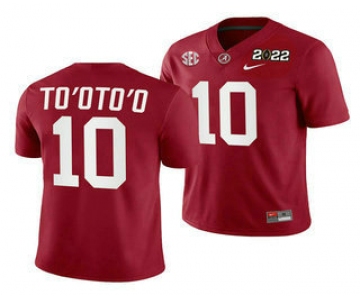 Men's Alabama Crimson Tide #10 Henry TooToo 2022 Patch Red College Football Stitched Jersey