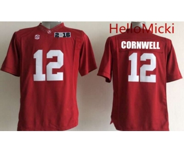Men's Alabama Crimson Tide #12 David Cornwell Red 2016 BCS College Football Nike Limited Jersey