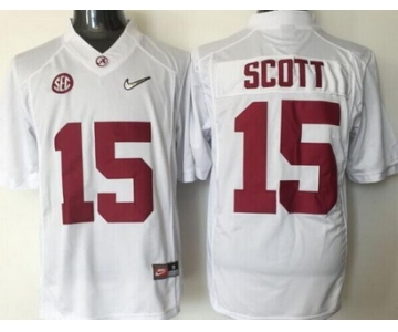 Men's Alabama Crimson Tide #15 JK Scott White 2016 Playoff Diamond Quest College Football Nike Limited Jersey