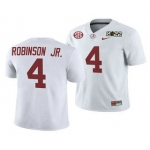 Men's Alabama Crimson Tide #4 Brian Robinson Jr 2022 Patch White College Football Stitched Jersey