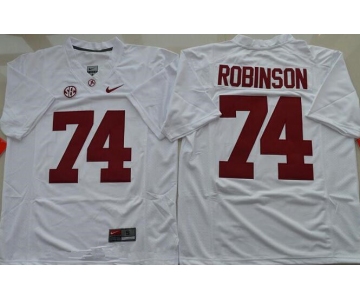 Men's Alabama Crimson Tide #74 Cam Robinson White Limited Stitched College Football Nike NCAA Jersey