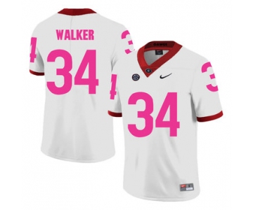 Georgia Bulldogs 34 Herschel Walker White Breast Cancer Awareness College Football Jersey