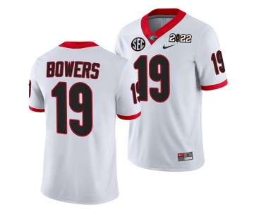 Men’s Georgia Bulldogs #19 Brock Bowers 2022 Patch White College Football Stitched Jersey