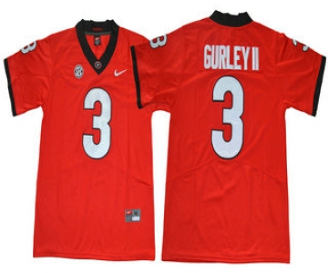 Men's Georgia Bulldogs #3 Todd Gurley II Red Limited 2017 College Football Stitched Nike NCAA Jersey