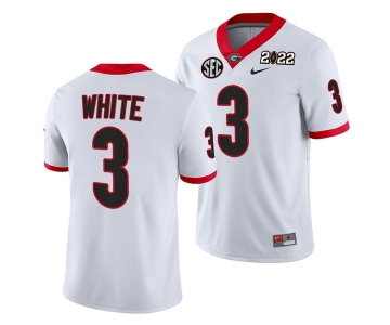 Men’s Georgia Bulldogs #3 Zamir White 2022 Patch White College Football Stitched Jersey