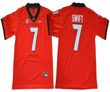 Men's Georgia Bulldogs #7 D'Andre Swift Red Limited 2017 College Football Stitched Nike NCAA Jersey