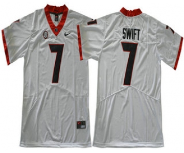 Men's Georgia Bulldogs #7 D'Andre Swift White Limited 2017 College Football Stitched Nike NCAA Jersey