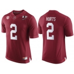 Men's Alabama Crimson Tide #2 Jalen Hurts Red 2017 Championship Game Patch Stitched CFP Nike Limited Jersey