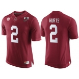 Men's Alabama Crimson Tide #2 Jalen Hurts Red 2017 Championship Game Patch Stitched CFP Nike Limited Jersey