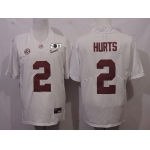 Men's Alabama Crimson Tide #2 Jalen Hurts White Diamond Quest 2017 Championship Game Patch Stitched CFP Nike Limited Jersey