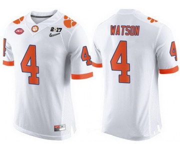 Men's Clemson Tigers #4 Deshaun Watson White 2017 Championship Game Patch Stitched CFP Nike Limited Jersey