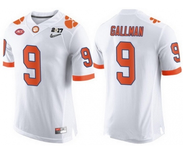 Men's Clemson Tigers #9 Wayne Gallman White 2017 Championship Game Patch Stitched CFP Nike Limited Jersey