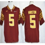Florida State Seminoles #5 Jameis Winston 2015 Playoff Rose Bowl Special Event Diamond Quest Red Jersey