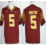 Florida State Seminoles #5 Jameis Winston 2015 Playoff Rose Bowl Special Event Diamond Quest Red Jersey