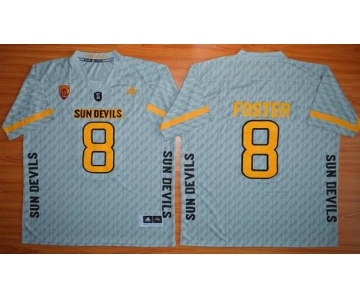 Men's Arizona State Sun Devils #8 D.J. Foster Gray Desert Ice 2015 College Football Jersey