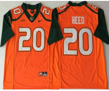 Men's Miami Hurricanes #20 Ed Reed Orange Stitched NCAA Nike College Football Jersey