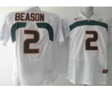 Miami Hurricanes #2 Jon Beason White Jersey