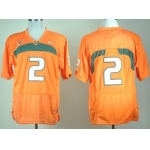 Miami Hurricanes #2 With No Name Orange Jersey