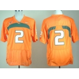 Miami Hurricanes #2 With No Name Orange Jersey