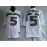 Miami Hurricanes #5 Johnson White Jersey